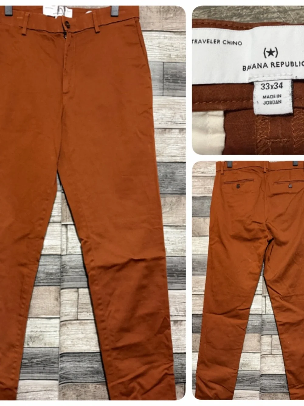 Banana Republic Slim Fit Traveler Chino Pants Men’s 33x34 Burnt Orange